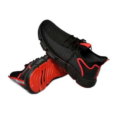 Buty Sportowe Męskie Czarne z Czerwonym