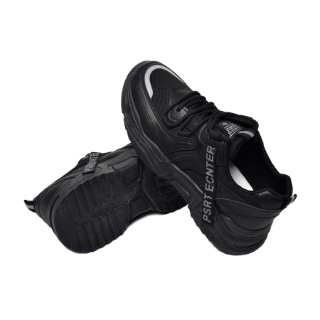 Czarne Buty Sportowe Damskie Sneakersy PSR