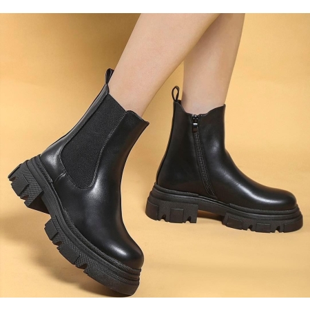 BOTKI DAMSKIE PÓŁBUTY CZARNE SZTYBLETY JGGI