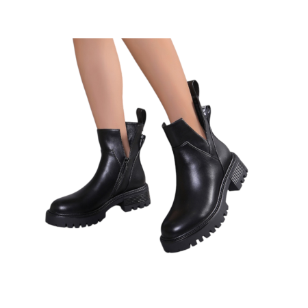 BOTKI DAMSKIE BUTY PÓŁBUTY CZARNE NUPARAZO EKO SKÓRA