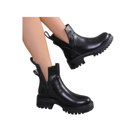 BOTKI DAMSKIE BUTY PÓŁBUTY CZARNE NUPARAZO EKO SKÓRA